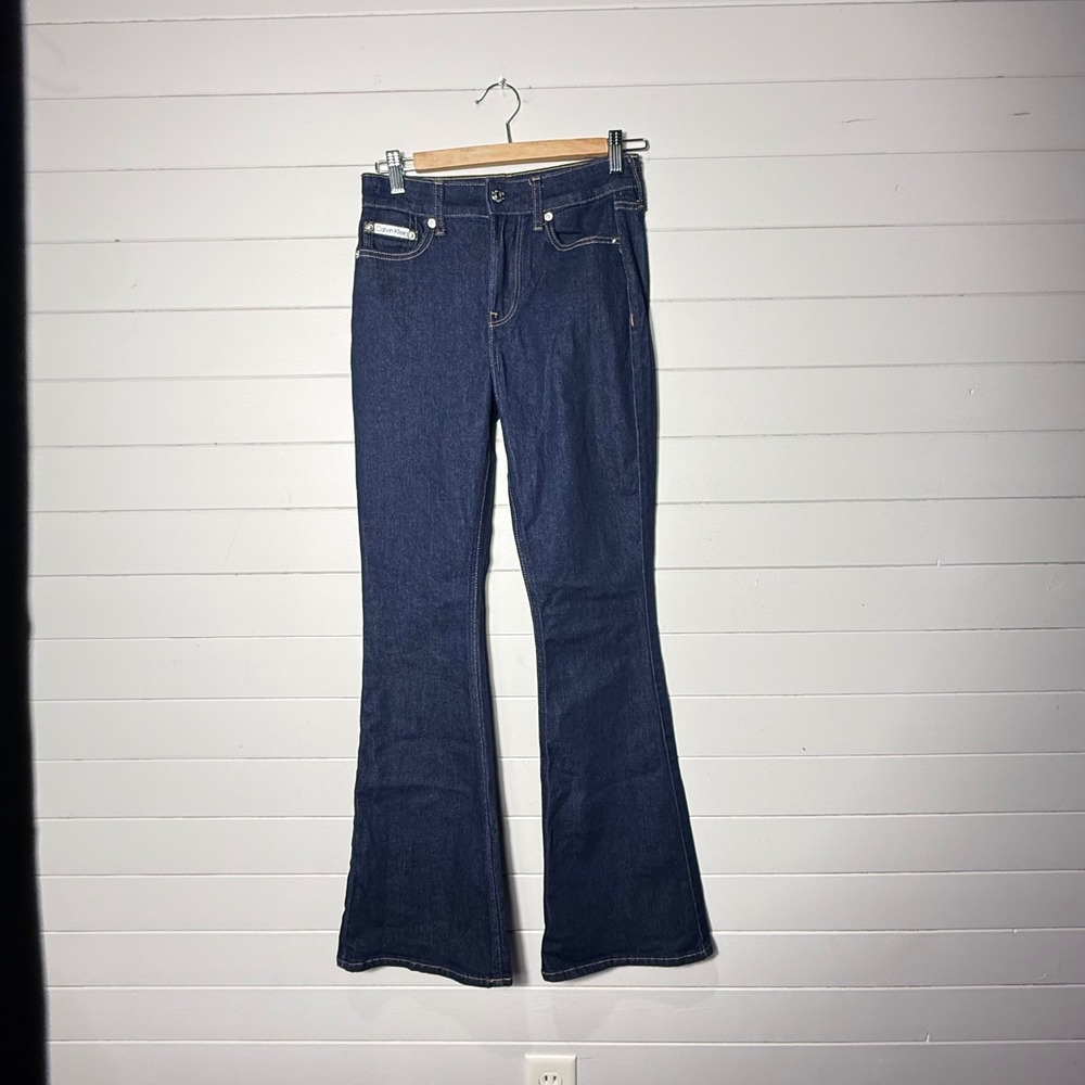 Calvin Klein Flare Leg Womens Jeans 26‎ Dark Wash Stretch Denim